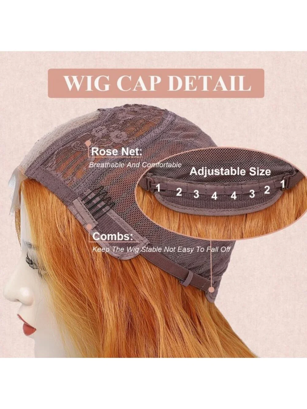 26 Inch Women's Orange Long Wavy Curly Hair Wig Halloween Cosplay